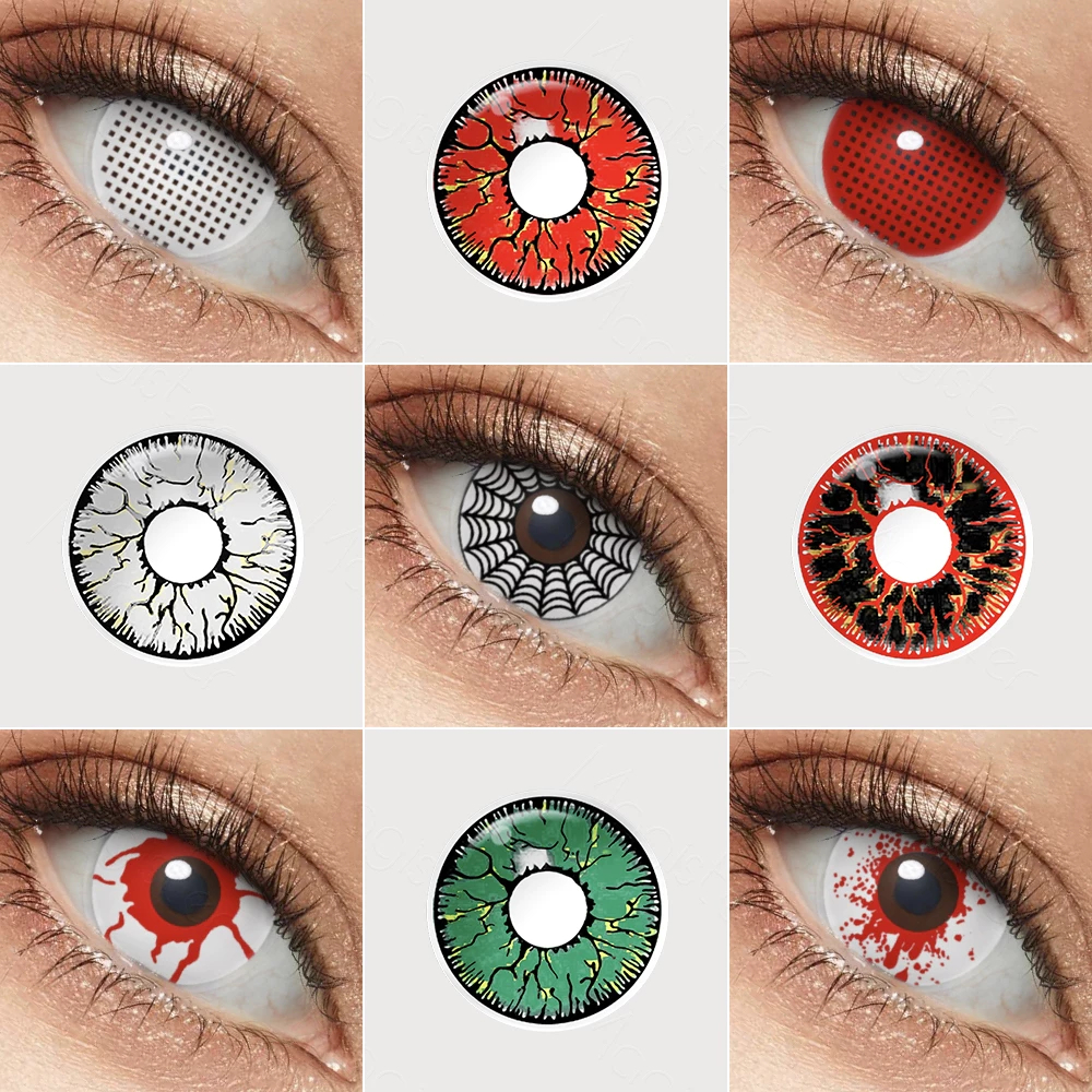 Lentes De Contato Halloween Cosplay Branco/Preto/Sharingan/Sasuke 1Par ...