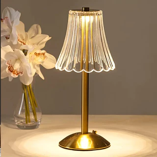 Luminária Abajur de Mesa Saia Seda Com Barra Led Sensor Toque De Luz Quarto Sem Fio 3 Cores 110/220v