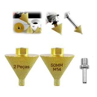 2pcs Broca Cônica Chanfro Diamante M14 M10 50mm