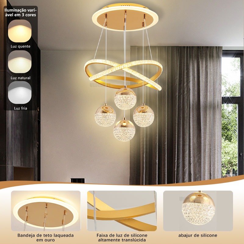 3 Cores Em 1 lustre para sala Lustre Sala De Jantar Luz Novo Estilo ...