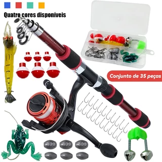 Conjunto Promocional Incluindo Vara De Pesca De 1.8 M, Carretel Com Roda Giratória E 35 Acessórios De Isca