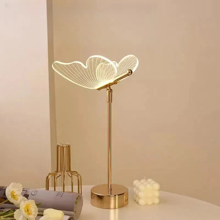 Abajur de mesa borboleta, luz noturna nórdica para quarto, voltagem dupla,É possível alternar entre três cores — foto 6 de 8