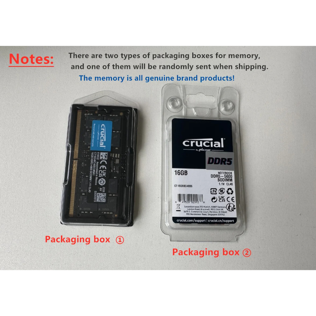 Crucial DDR5 SODIMM RAM 8GB 16GB 32GB Notebook 4800MHz 5200MHz