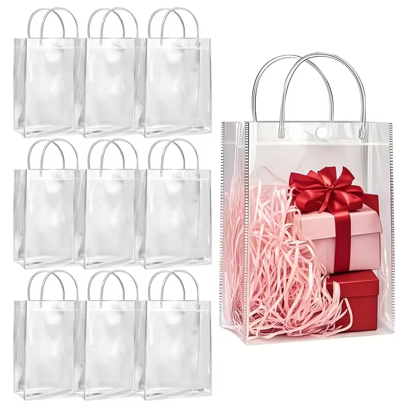 10 sacolas plasticas pvc transparente cristal festa lembrancinha ...