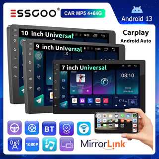 (Do São Paulo)ESSGOO Bluetooth 7 " 9 " 10 " 2 Din 4 + 64GB Android Carro MP5 Player Tela De Toque CarPlay E Rádio Do