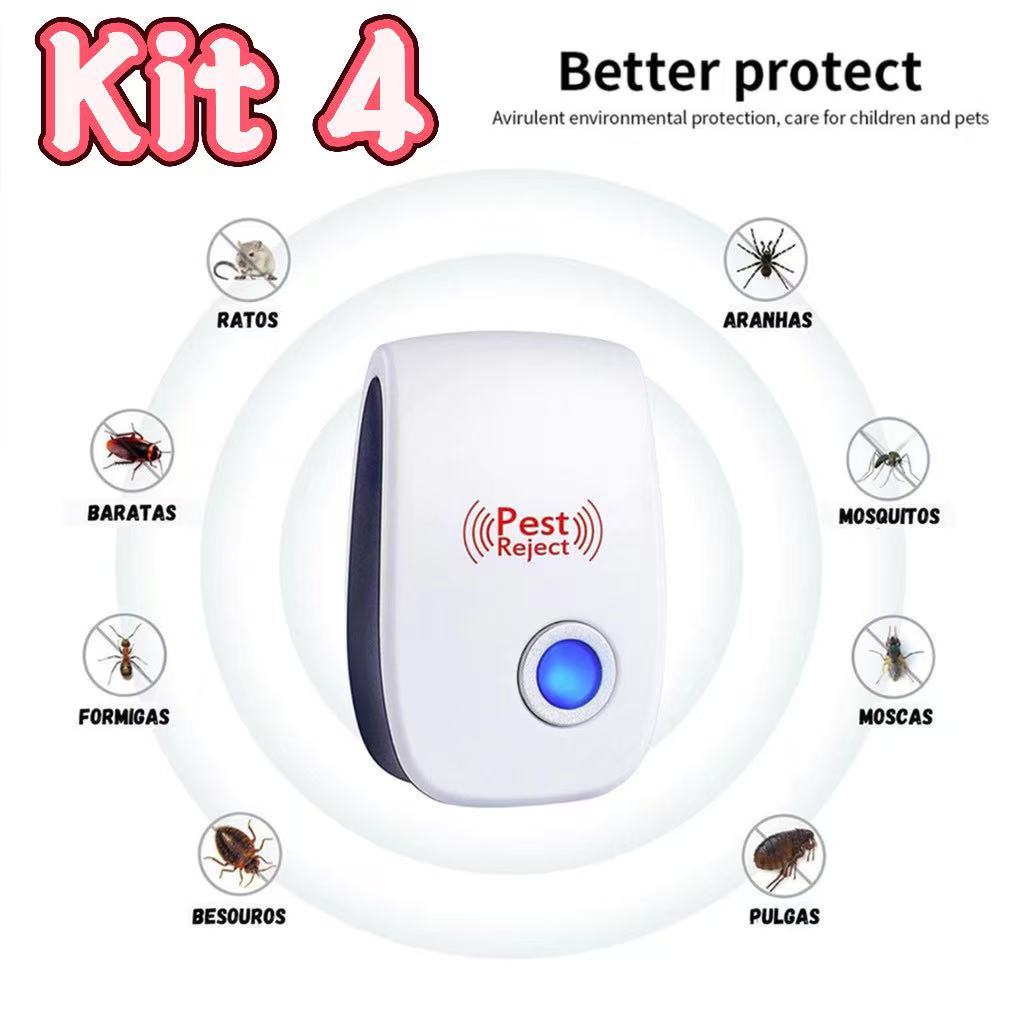 KIT 4 Repelente Eletrônico Ultrassônico Mosca Pernilongos Baratas ...