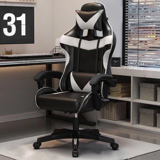 Cadeira Gamer Jogos e Escritório Reclinável Ergonômica Em Couro Pu Com Apoio Para Pés Confortável