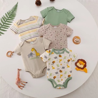 Conjunto de 5 peças de manga curta para bebê de verão. Macacão de bebê menino algodão puro 100% adequado para bebê de em Oferta na Shopee