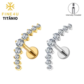 FINE4U Piercing Titânio Helix Orelha Conch Com Rosca Internalíveis/Anel De Cartilagem ASTM F136