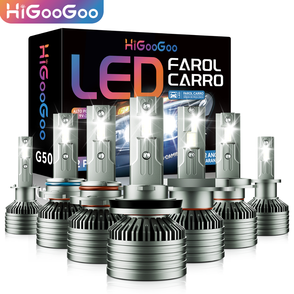 HiGooGoo 30000LM G50 Farol De Led Lâmpadas Luz Para Carro Led 150W H1 ...