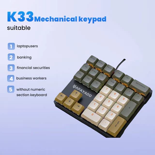 Teclado Numérico Mecânico APAYADO K33 | Teclas PBT De 33 USB-C Com Fio Cabo De 1.5 M Mini Pad Portátil Para Laptop/Jogos