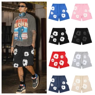 DENIM Kapok Foam Impresso Moda Masculina High Street Solto Verão Hip Hop Shorts Casuais Unissex em Oferta na Shopee