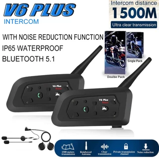 V6PLUS Bluetooth Capacete Da Motocicleta Interfone Fone De Ouvido Com 1500M BT Comunicador Para 6 Pilotos À Prova Dwater