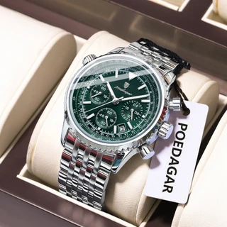POEDAGAR Militar De Luxo Masculino Relógio Luminoso À Prova Dwaterproof Água Cronógrafo Data Homem De Pulso Quartzo Aço
