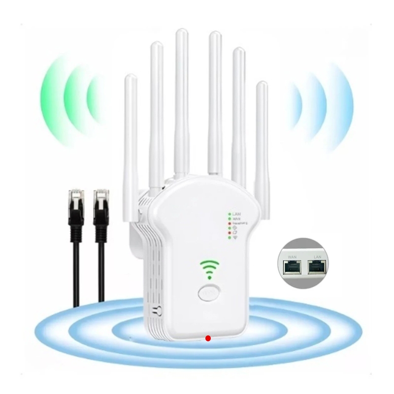 Repetidor WiFi de banda dupla de 1200 Mbps-amplificador de sinal 300m2, compatível com todos os roteadores, instalação
