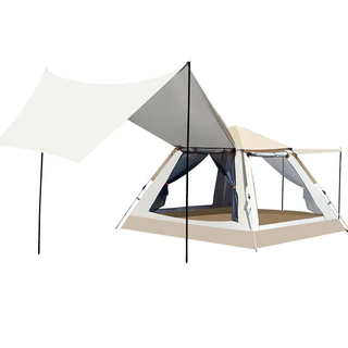 Tenda de acampamento automática Off-White Upf 50+ à prova d'água de tamanho grande pode conter 1-4 pessoas em Oferta na Shopee