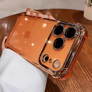 Silicone À Prova De Choque Casos Acrílicos Claros Para iPhone 17 14 13 12 11 15 16 Pro Max Proteção Da Lente Capa Trasei