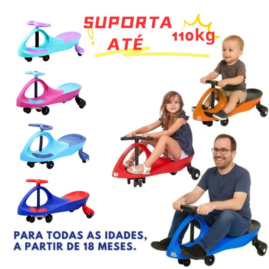 Carrinho de rolimã com Volante Giratório 360° - Brincadeira Segura ...