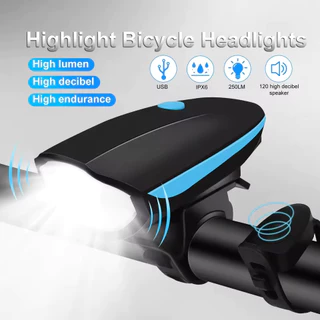 Farol Bike Bicicleta Led Buzina Recarregável USB Lanterninha Sinalizador Traseiro Resistente a Água