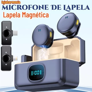 Microfone De Lapela Sem Fio Profissional Magnético Com Cancelamento De Ruído Para iPhone Android Type C Phone