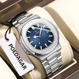 POEDAGAR Topo Relógio Masculino De Negócios Aço Inoxidável Data Quartzo Homem À Prova Dwaterproof Água Luminosa Luxo Rel