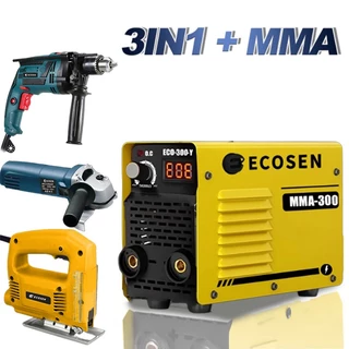 Kit 4 em 1 Esmerilhadeira Angular +Furadeira de impacto+Serra Tico Tico+Máquina Solda Inversora MMA E Acessórios Gratuit