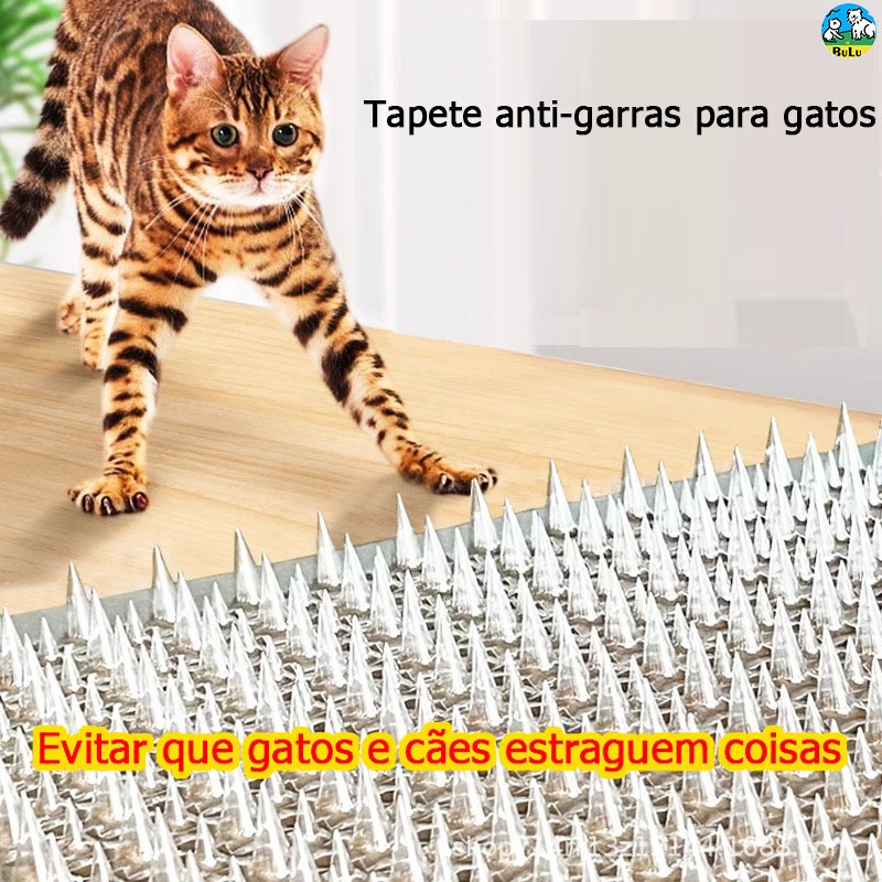 Tapete Anti-Gato com Pontas Cortável e Emendável, Protege Móveis e Plantas de Gatos e Cães, Interno e Externo