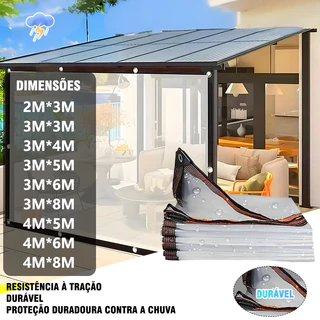 Lona Transparente Impermeável Durável Lona Impermeável Dupla Face Ilhós Diversos Tamanhos Sacada Portão Quintal em Oferta na Shopee