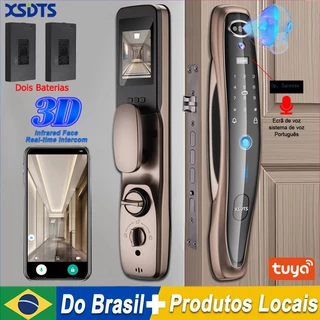 Tuya 3D Face Intercomunicador Real Fechadura de porta inteligente digital Câmera Senha impressão em Oferta na Shopee