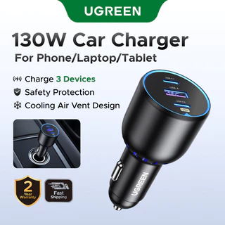 Carregador Rápido De Carro UGREEN 130W PD3.0 USB Tipo C Para iPhone 15 14 Pro Max 13 12 Tabet Notebooks