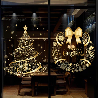 Adesivo de decoração de janela de vidro estático de guirlanda de Natal dourada