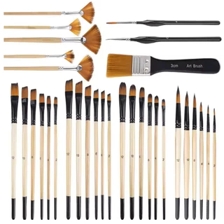32 pinturas a óleo e pintura de guache pincéis de aquarela de Nylon acrílico de alta qualidade