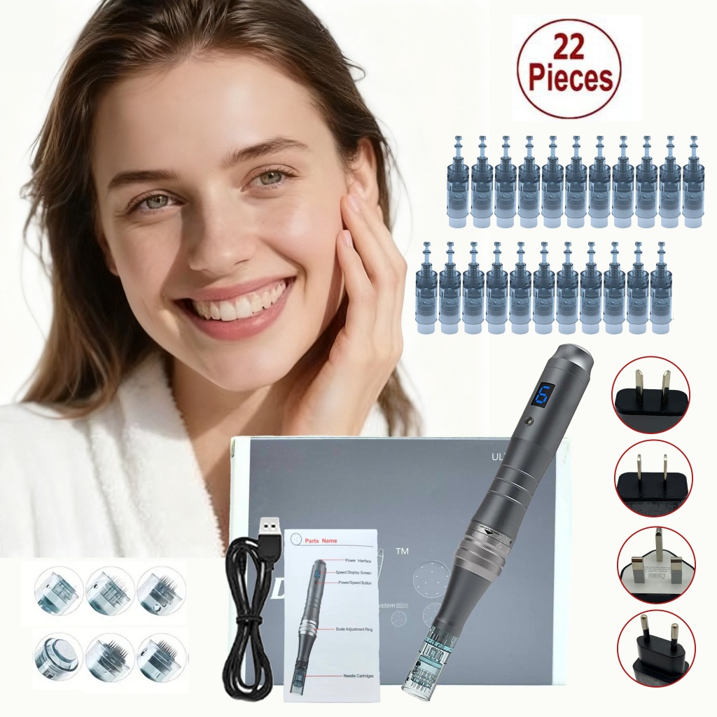 Dr pen Ultima M8 With 22 Cartridge Wireless Derma Microneedle Pen Skincare Beauty Machine em Oferta na Shopee