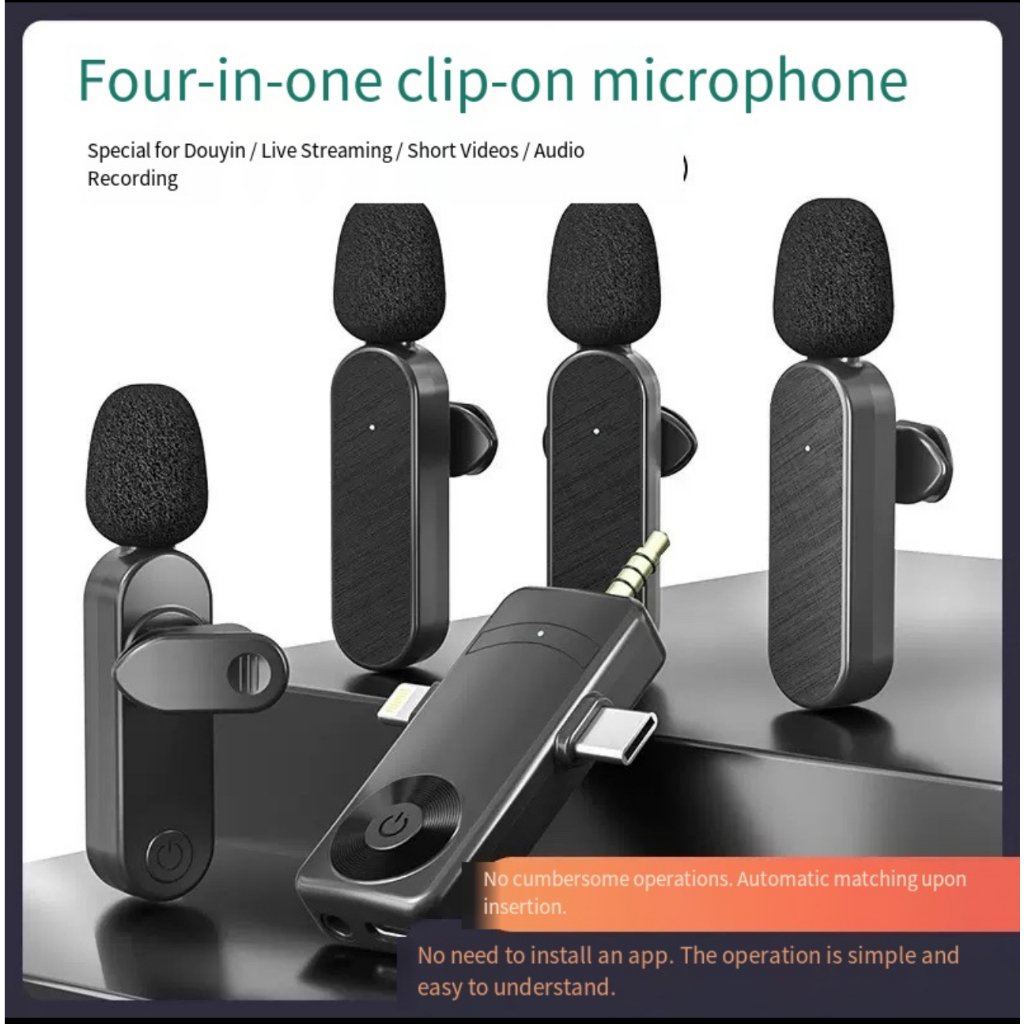 [Um para quatro microfones de lapela sem fio] H18 One para quatro, Interface três em um, rádio de redução de ruído para 