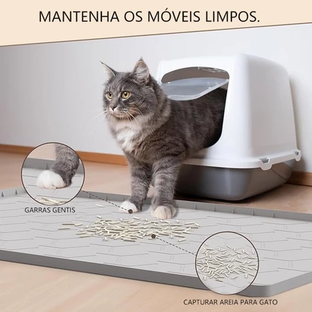 Tapete Silicone para animais de estimação Design à prova d'água Adequado para caixa de areia para gatos Fácil de limpar