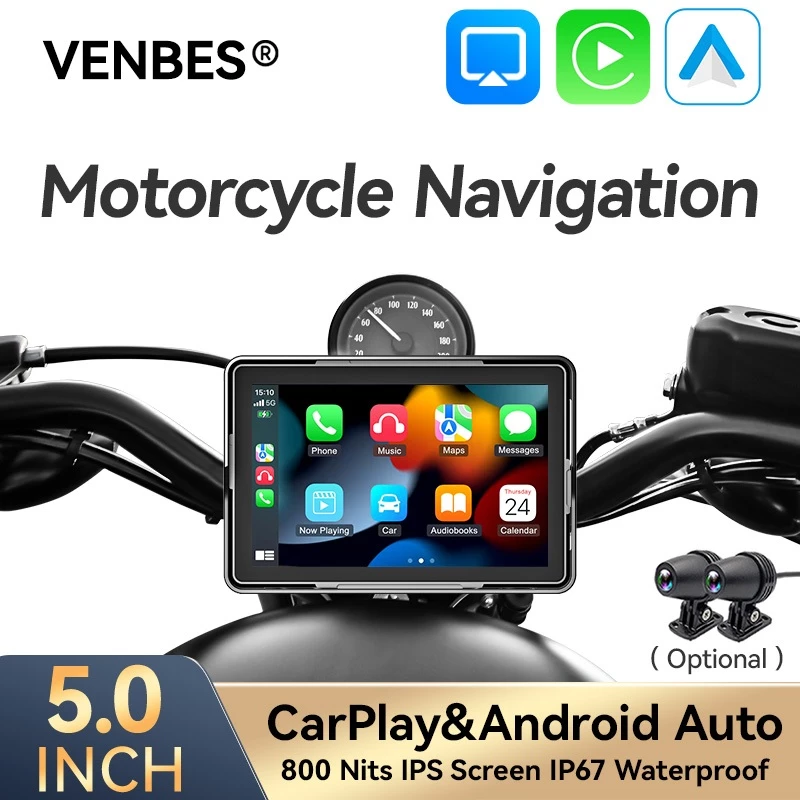 VENBES 5 Polegadas Portátil À Prova D'água para Motocicleta MP5 Carplay Android Auto Bluetooth