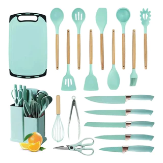 Conjunto de utensílios de cozinha de 19 peças-faca, colher e acessórios-Kit básico completo