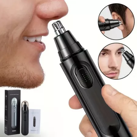 ‌Aparador de Pelos de Nariz e Ouvido - Profissional com Lâminas Giratórias, Barbeador Elétrico