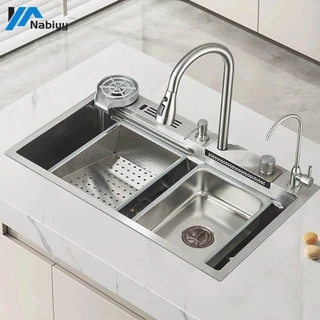 Pia Gourmet Cascata Com Torneira Lavadora De Vidro Completa Cor Preta Aço Inoxidável Flexível em Oferta na Shopee