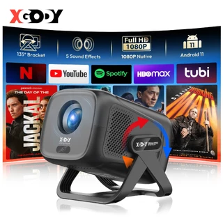 Projetor XGODY Gimbal A5 4K 1080P HD Doméstico Portátil Foco Automático Integrado YouTube/Netflix Android 11 em Oferta na Shopee