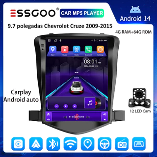 ESSGOO Chevrolet Cruze 2009-2015 Android 14 Car MP5 Player Carplay 4 + 64GB Rádio Estéreo Para Carro em Oferta na Shopee
