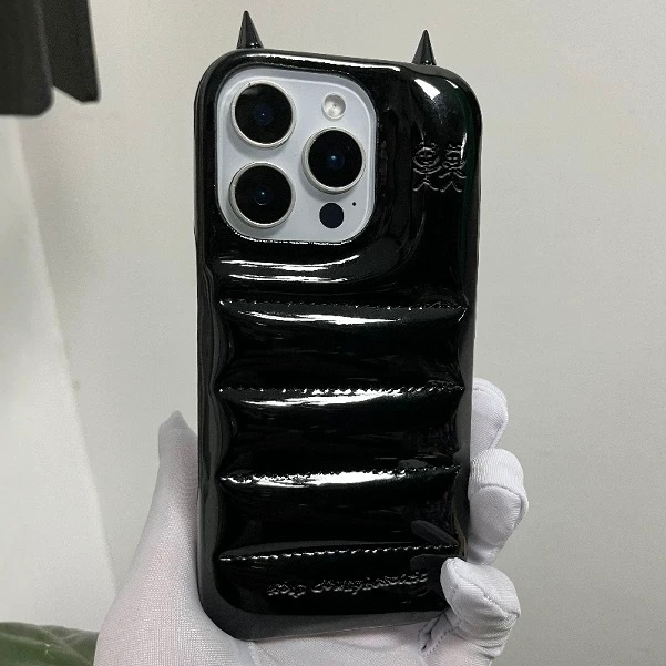 The Puffer Case Para iPhone17 Capa Traseira De Couro Envernizado