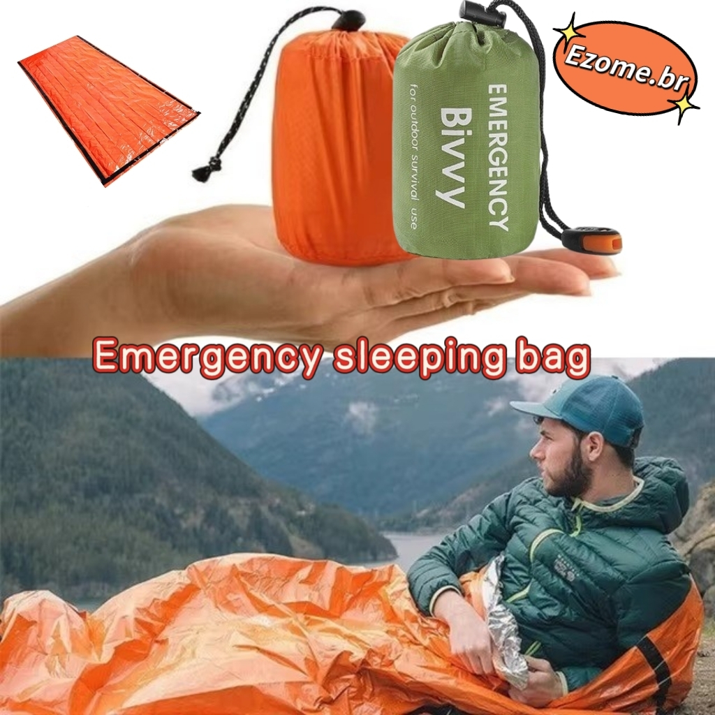 Saco de dormir de emergência para evitar o frio, saco de dormir com filme de alumínio com isolamento térmico de emergênc