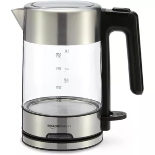Chaleira Elétrica Amazon Basics Com Garrafa De Água De Vidro Adequada Para Chá E Café Bpa Free Quick Ebulição Fecha Auto
