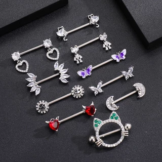 Anel De Mamilo De Aço Inoxidável Prateado Amor Piercing Corporal Único