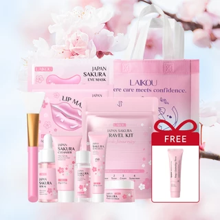 LAIKOU Sakura Travel Skincare Set Kit 7 Em 1-Hidratação Intensa E Brilho Para Meninas , Mulheres , Cuidados Com A Pele , em Oferta na Shopee