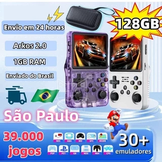 【GOGOCAT】console portatil r36s🔥r36s 128gb original，39000+ jogos,r36s arkos 2.0,Vídeo Game console Portátil Retrô em Oferta na Shopee