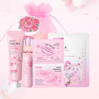 Conjunto De Presente De Natal LAIKOU Sakura-Kit De Mimos Tudo-Em-Um Para Rosto , Olhos , Máscara Labial , Creme As Mãos em Oferta na Shopee