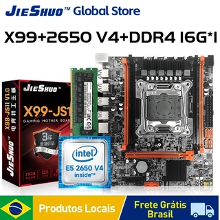 JIESHUO Novo Conjunto De Placa-Mãe X99 Com CPU Intel Xeon E5 2680 V4 E 2650V4 DDR4 De Canal Duplo 16Gx1 2133MHz RAM Para