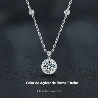 [Com certificado GRA] Colar de moissanite de 1 quilate S925 prata galáxia Rock açúcar moissanite colar feminino